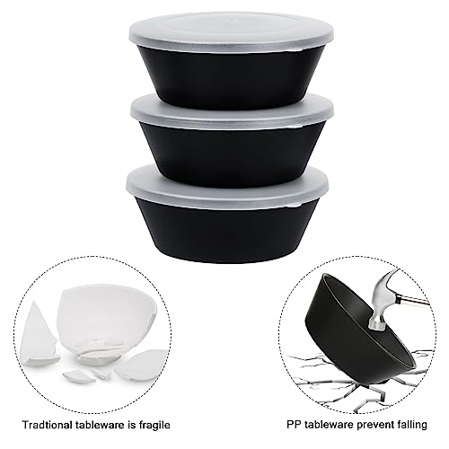 Greentainer Schüssel 24 OZ Müslischalen mit Deckel/Salatschalen, 6er 710ml Unbreakable Cereal Bowls|Obstschale, Suppenschüssel für Kinder und Erwachesene|Leicht & Bruchsicher |Schwarz