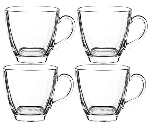 Image of MULTI ZONE 300 ML Crystal Clear Toughened Glass Tea Cup with Convenient Solid Handle Cups, Espresso Mug Set for Tea, Coffee, Hot /Cold Drinks (MZ-03)