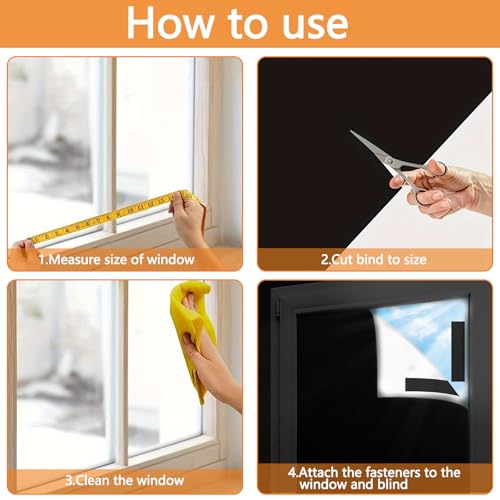 Blackout Blind - 300x145CM Blackout Blinds Stick on for Windows, Temporary 100% Blackout Material, Portable Blackout Blinds Suitable Cutting Any Size Shape, for Bedroom, Travel RV Car, Loft, Indoor - Image 5