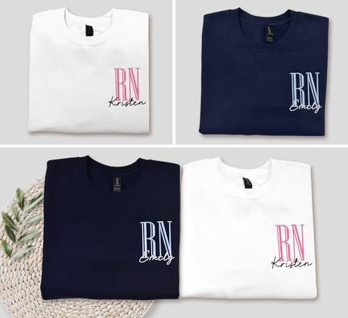 NACRE APPAREL Custom Name Nurse Sweatshirt RN LN LPN Licensed Practical Registered Nurse Life Nursing School Add Your Name2