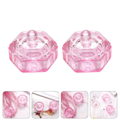 Ipetboom 2pcs vasos de vidrio hexagonales para arte de uñas miniatura 7