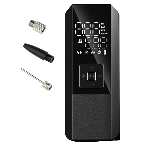 AIRACE AE-01 Fast Portable Tire Inflator, Cordless Rechargeable Electric Bike Tire Pump, Type-C Fast Charging, Auto Shut Off, with Presta & Schrader Valves for Road, Mountain and E-Bikes