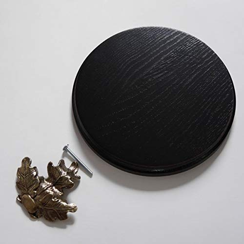 GTK - Geweihe & Trophäen KRUMHOLZ Keilerschild Keilerbrett Gewaffbrett Trophäenschild rund dunkel AF 19 cm mit Eichenlaub Deckblatt groß
