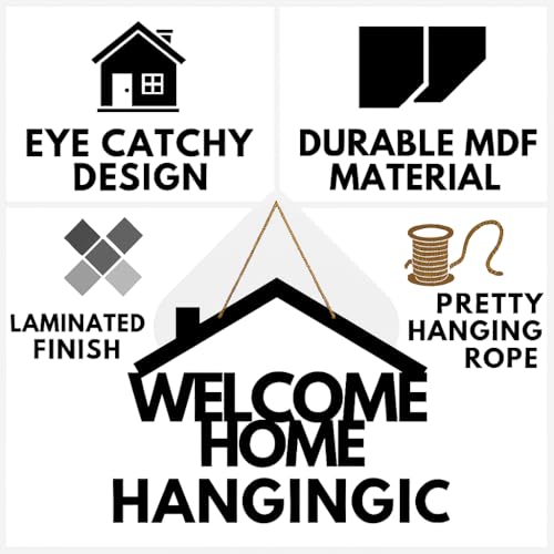 Image of GENXTRA Welcome Home Wall Decor- Black | MDF Wall Hanging Signs for Home Entrance, Drawing Room, or Balcony | Decorative Plaques for House (HOME 03)