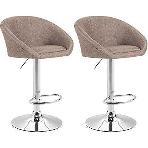 CLP 2er Set Barhocker Miami Mit Stoffbezug I 2 x Drehbarer Und Höhenverstellbarer Tresenstuhl, Farbe:Taupe, Gestell Farbe Cover