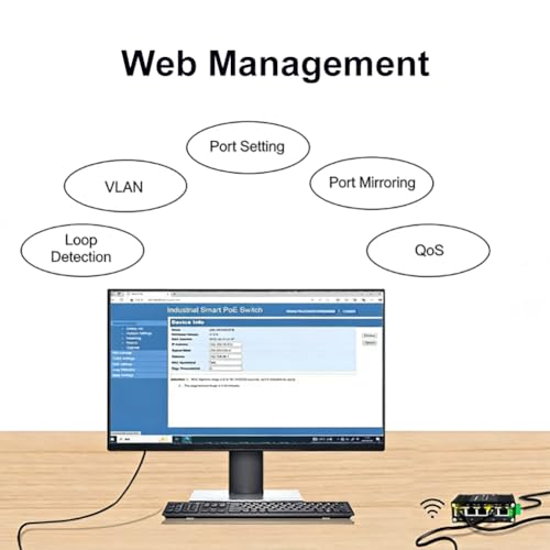 Image of Industrial Managed 5 PoE Gigabit Switch IEEE802.3af /at 9-57V to 48V Max 120W