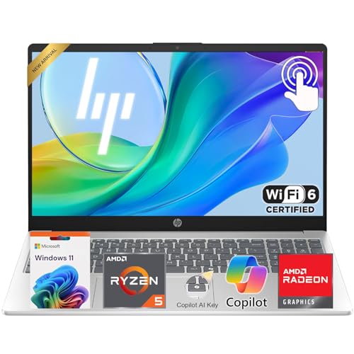 Image of HP 15.6 inch FHD Touchscreen | Ryzen 5 7520U | 2026 Edition | 8GB RAM 512GB SSD | Copilot AI Key | 10.5H Battery | Privacy Shutter | AMD Radeon Graphics | HDMI | Windows 11 Home