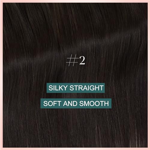 Image of Easyouth Human Hair Wire Extensions Dark Brown, for Women, 18 Inch 80G | Invisible Wire Hair Extensions Real Human Hair Dark Brown, Natural Luster Texture Fish Line Hair Extension, Real Human Hair