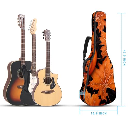 Sac de guitare étanche multicolore imprimé feuilles d'érable et citrouille