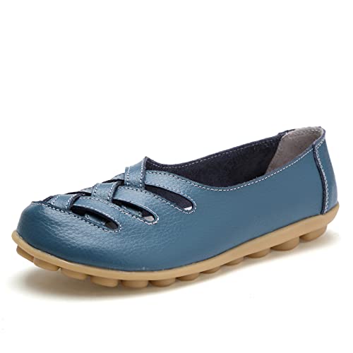Mocassins creux confortables en cuir pour femme - Chaussures de marche