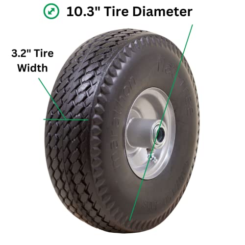 Marathon 4.10/3.50-4" Flat Free, All Purpose Utility Tire on Wheel, 4" Centered Hub, 3/4" Bearings, Black/Gray - Image 4
