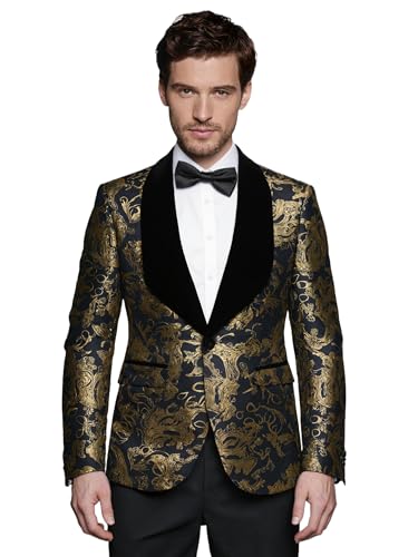 Suits for Men Slim Fit Shawl Lapel Printed Pattern Tuxedo Blazer Prom Party Event Banquet Performance4