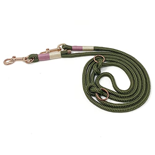 DOGiness Tauleine 2 m, Hundeleine aus Segeltau mit Karabiner, Führleine Länge dreifach und stufenlos verstellbar, Zugleine für kleine und große Hunde, Made in Germany Cover