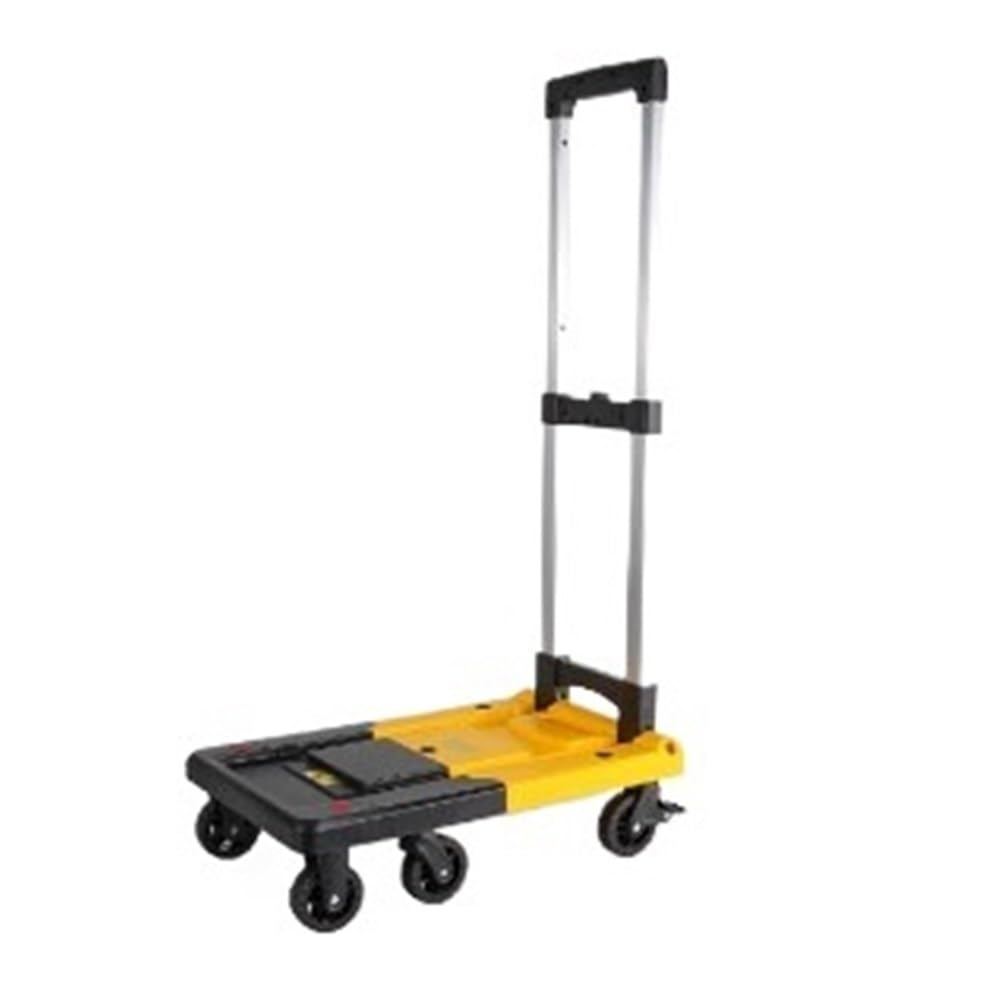 Foldable Push Cart Household Trailer Folding Portable Trolley Courier Cargo Luggage Small(Yellow,Medium)