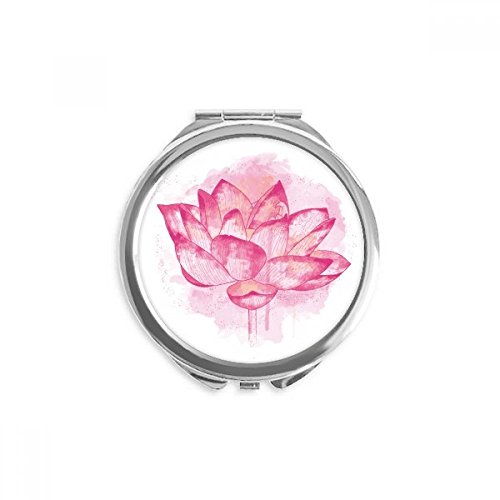 Miroir portable rose aquarelle fleur de lotus pour maquillage cosmétique