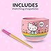 Silver Buffalo Hello Kitty Spring and Summer Flowers Rainbow Stripes Ceramic Ramen Noodle Rice Bowl with Chopsticks, Microwave Safe, 20 Ounces