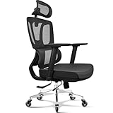 MELOKEA Sedia Ufficio Ergonomica Portata 200KG, Profondità del Sedile Regolabile, Supporto Lombare Automatico, 4 Angoli di Inclinazione Braccioli 4D Nero Sedia da Scrivania Girevole con Ruota di Gomma