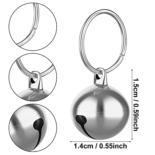 Molain 24 Stück Katzenglocken mit Schlüsselanhänger Hundehalsbandglocken, Trainingsklingel Halsbandanhänger Haustierzubehör Festival Party DIY kleine Glöckchen (Silber)