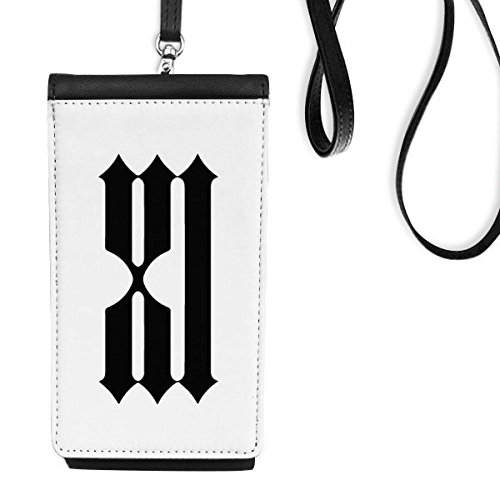 Sacoche smartphone en faux cuir noir de qualité motif chiffres romains