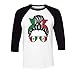 TeesAndTankYou Messy Bun Mexico Three-Quarter Raglan Sleeve Baseball Shirt Unisex Medium White/Black