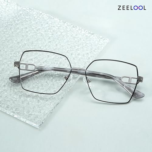 Image of Zeelool Glasses Frame for Women, Metal Thin Rim Blue Light Blocking Glasses Eyeglasses with Non-prescription Clear Lens