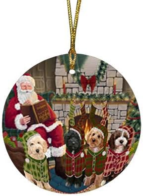 Christmas Express Delivery Red Truck Running Cockapoo Dogs Round Flat Ornament - Pet Decorative Hanging Ornaments for Christmas X-mas Tree Decorations - 2.75" Round Christmas Ornament