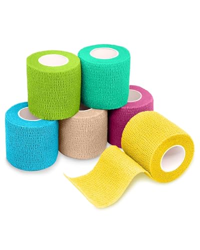 Image of FriCARE Self Adhesive Bandage Wrap, Medical Tape in First Aid Kit, Fresh | Elastic Cohesive Bandages for Sports /Vet /Wrist Ankle Wounds, 2 Inches X 5 Yards, Latex-free 6 Rolls