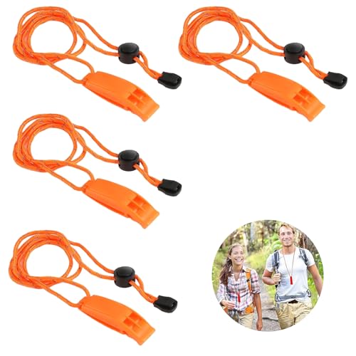 4 Stück Notfallpfeife, Super Laute Sicherheitspfeifen mit verstellbarem reflektierendem Umhängeband Doppelfrequenz Notfallpfeife Signalpfeife für Notfalle mit Trageband Survival Shrill Loud Blast für 6,11 EUR bei amazon.de Bild: 4 Stück Notfallpfeife, Super Laute Sicherheitspfeifen mit verstellbarem reflektierendem Umhängeband Doppelfrequenz Notfallpfeife Signalpfeife für Notfalle mit Trageband Survival Shrill Loud Blast für 6,11 EUR bei amazon.de