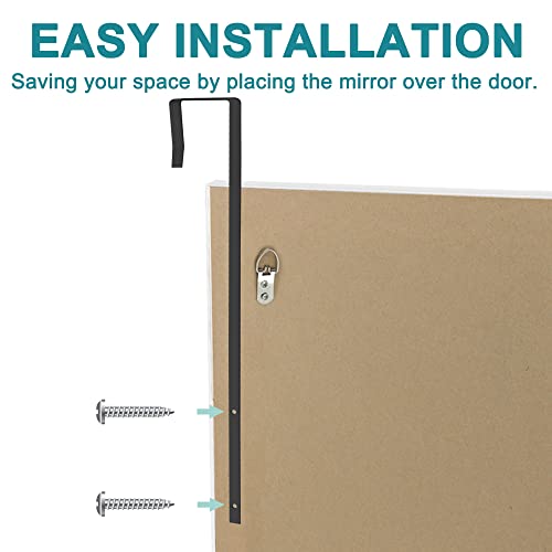Neutype 44" X 16" Over The Door Mirror Full Length Mirror Door Mirror Wall Mirror Hanging With 2 Metal Hangers For Bedroom Living Room Bathroom Black #TOP4