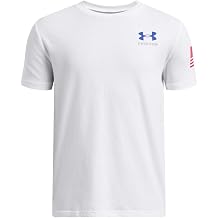Under Armour Boys Freedom Flag Short Sleeve T Shirt, 100 White / / Red, Large