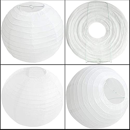 Image of Round Birthday Decoration Holiday Supplies Chinese Paper Lamp Decor Lantern, 12inch - 2pcs (White)