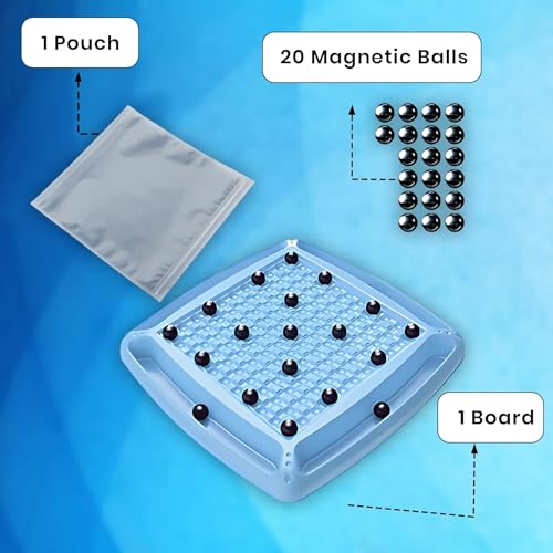 Image of Wishkey Magnetic Battle Chess Board Game for Kids Plastic Age 5+ 20 Steel Balls with Magnetic Wands Multiplayer Family Strategy Puzzle Game Brain Development Toy for Boys Girls Travel-Friendly Gift