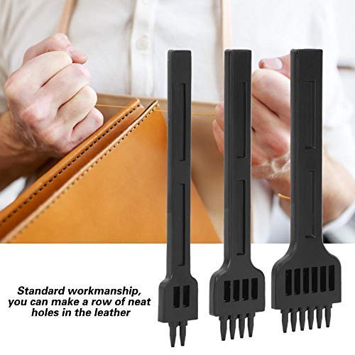 Punzoni Per Pelle DXIA - Set 3 Pezzi, 5mm Con 2/4/6 Denti, Per Cucitura Fai Da Te