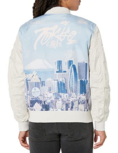 Guess Mens Nylon City Bomber, Muted Stone, Small Us #TOP1