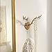 SOFFEE DESIGN Golden Antler Multi-Hook Rack, Deer Horn Coat Stand, Rustic Lodge Entryway Organizer