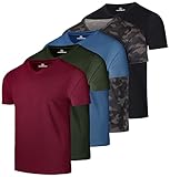 Real Essentials 5 Pack: Men's Mesh Quick Dry Short Sleeve V-Neck T-Shirt - Athletic Performance (Available in Big & Tall)- Set 9, M