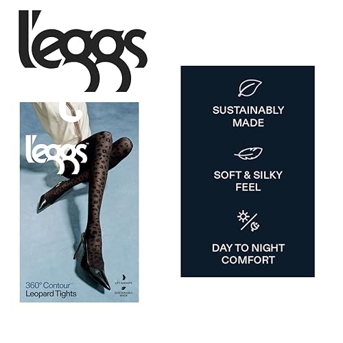 L'eggs Women's 360 Degree Contour Shaping Tights for Sculpted Style and Comfort, Black Leopard Print3