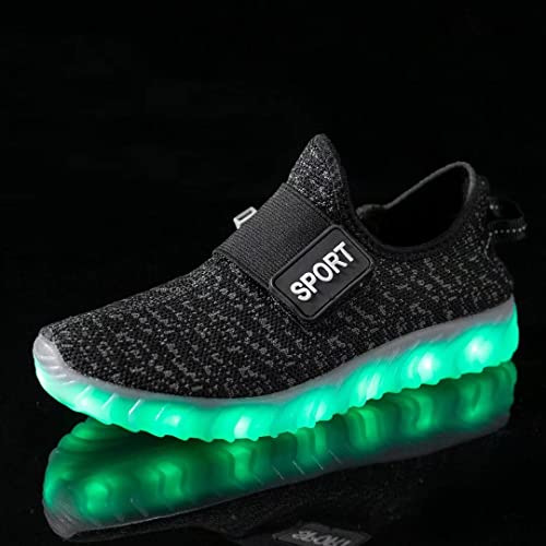 Tolln Kids Boys Girls Breathable Led Light Up Flashing Sneakers For Children Shoes-009-01Black-35 #TOP5