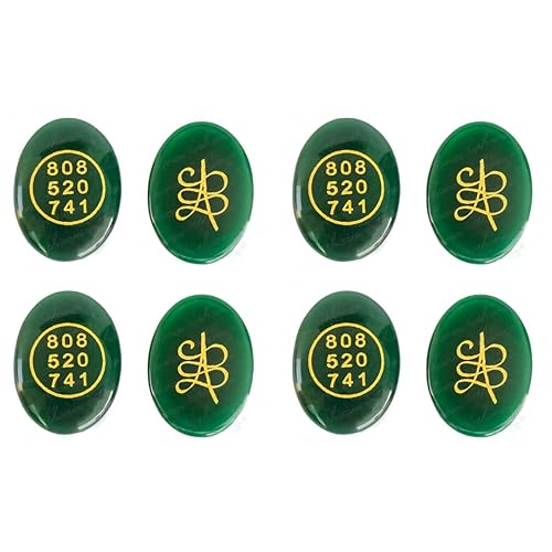 Image of Pre-Energized Green Jade Zibu Coin to Attract Money Cash flow & Wealth. Certified. Angle Number & Zibu Symbol of Abundance. Natural (Non Synthetic) Cabochon Oval Shape Feng Shui (Pack of 4)
