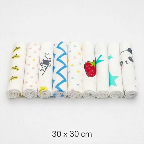 Image of Muslin Baby Washcloths for Newborn - Ultra Soft & Gentle Wipes - 12x12 Inch Reusable Face Towels - Multicolour Pack of 10 - Absorbent