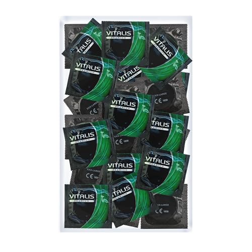 VITALIS 100 Preservativos Premium 64mm XXXL | Anchura nominal de 64 mm | Preservativos transparentes extragrandes con sensación natural | con lubricante a base de silicona