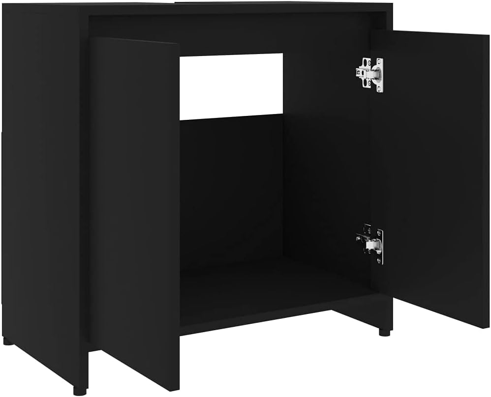 Bathroom Pedestal Sink,Under Sink,Organizer,Vanity Storage,Easy to Clean,Bathroom Cabinet Black 23.6"x13"x22.8" Chipboard
