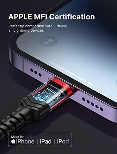 JSAUX USB C to Lightning Cable 6FT, [Apple MFi Certified] iPhone Cord Compatible with iPhone 14/14 Plus/14 Pro/14 Pro Max/13/13 Mini/13 Pro/13 Pro Max/12 Pro Max/11 Pro Max - Red
