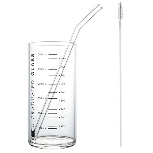 Lanthour 300ML in Vetro borosilicato Resistente al Calore, Trasparente Tazza misurazione Vetro misurino Digitale in Polvere liquida per microonde, Tazza da Latte