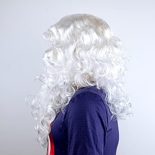 Igjur Santa Beard And Wig Set Wizard Beard White Wig And Beard Fake Beard For Costume King Triton Wig And Beard Christmas Santa Claus Beard For Kids Adults King Triton Costume Zeus Costume Santa Costume Men thumb #3