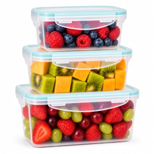 edihome, Recipientes Herméticos para Alimentos, 3 Piezas Mix 0,24L + 0,5L + 1L, Recipientes de Plástico, sin BPA, Aptos para Microondas, Congelador y Lavavajillas (Mix (3 Pzs))