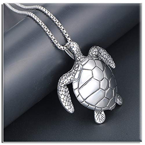 Xusamss Punk Rock Stainless Steel Turtle Tag Pendant Chain Necklace,24inches Box Chain3