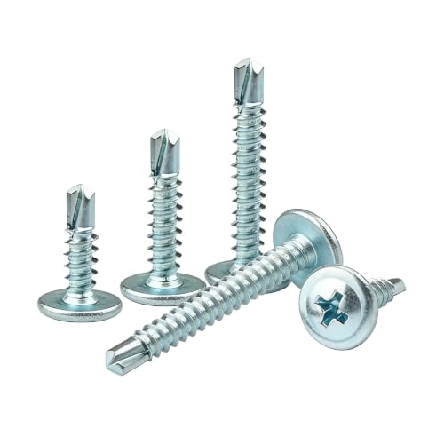 Image of By inchVP INDUSTRIES inch (Pcs-50) No.8x32 mm Truss Phillips Self-Drilling Screw - White Zinc Coated Carbon Steel, Ideal for Metal, Wood, Plywood, Cabinets, Furniture & DIY Projects