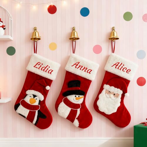 Media de Navidad Personalizada, Calcetín Rojo de Terciopelo, 1 Media