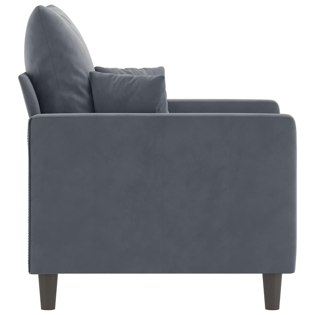 Fotel ciemnoszary, 60 cm, aksamitny fotel tapicerowany z metalowym stelażem, wygodna sofa do salonu, sypialni, biura, maks. nośność 110 kg, nowoczesny design, meble do salonu